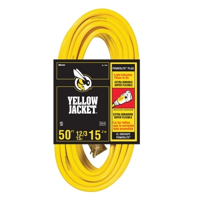 WDS-2884 EXTENSION CORD - 12/3 50' YELLOW JACKET - LIGHTED END