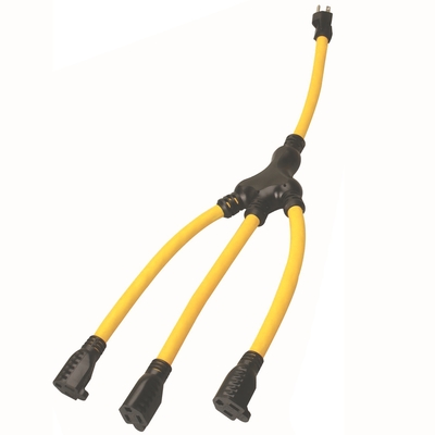 EC-09019 W ADAPTER - 12/3 15A STW - YELLOW 3 OUTLETS