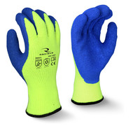 7GA HI-VIS YELLOW SHELL/BLUE PALM A3 LINED COATED GLOVE-LARGE